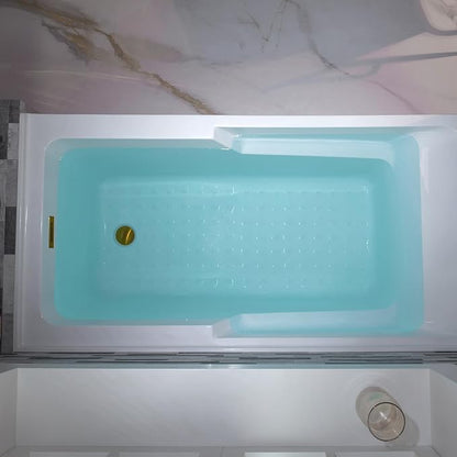 WOODBRIDGE 60" Acrylic Rectangular Alcove Soaking Bathtub in White with Right Drain, Brushed Gold Pop-Up Drain Included BA6030R