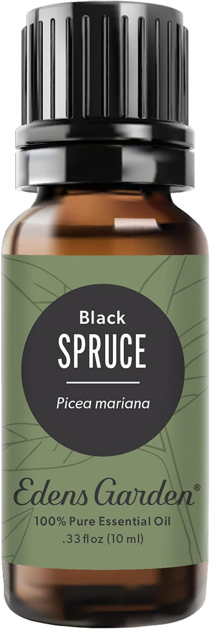 Edens Garden Spruce- Black Essential Oil- 100% Pure Premium Grade, Undiluted, Natural, Therapeutic, Aromatherapy, The Best for Diffuser, Skin, Candle, Humidifiers 10 ml (.33 fl oz)