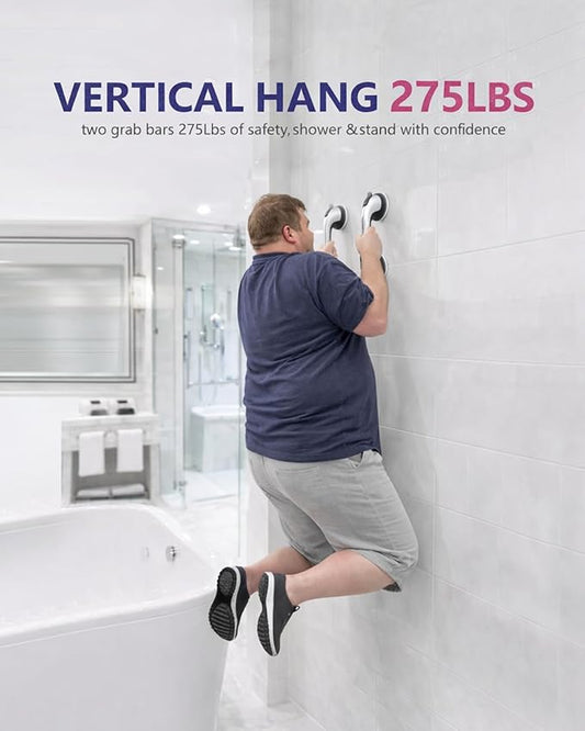 2 Pack Grab Bars for Bathtubs and Showers, Shower Handles for Elderly Seniors bar Safety 500 lbs Walls Handicap Heavy Duty Holder Hooks to Lift Large Tile Glass Suction Cups Tool
