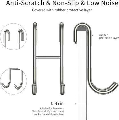 Shower Squeegee Set, Include Shower Door Hook, Adhesive Hook and Spare Silicone Blade, Window Squeegee for Shower Glass Door, Bathroom, Mirror, Window Car Glass 14Inches Silver
