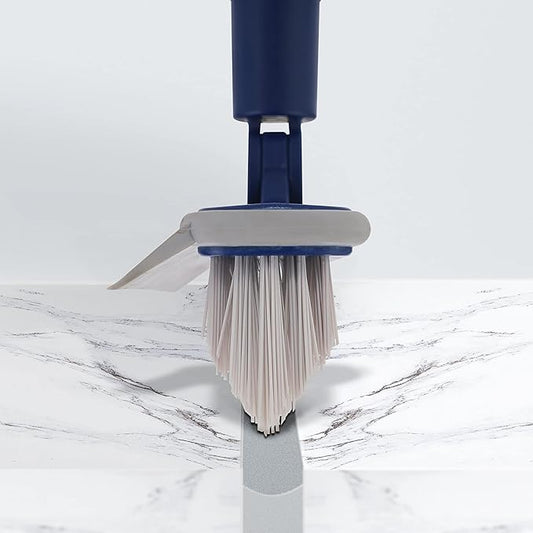 2 in 1 Floor Scrub Brush Grout Brush with 57.8" Long Handle,120°Rotatable Shower Tile Grout Scrubber,V-Shaped Corner Brush for Hard to Reach Areas (Grey)