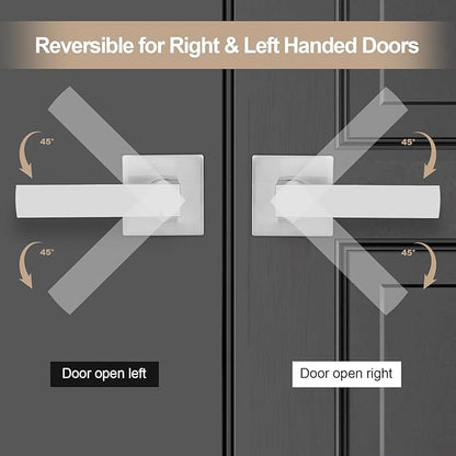 Square Passage Door Lever, Heavy Duty Interior Door Handles for Hallway& Closet Non-Locking Door Knob in Satin Nickel Keyless Door Lockset for Right & Left Side Door, 6 Pack