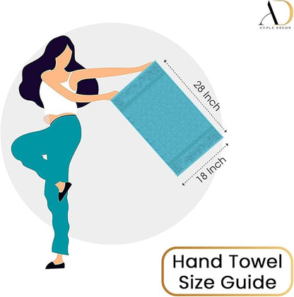 Ample Decor 100% Cotton Sky Blue Hand Towel for Bathroom Set of 2- Super Soft, Quick-Dry, Highly Absorbent, Popcorn Textured - Mulaayam Collection - 18 X 28 Inch