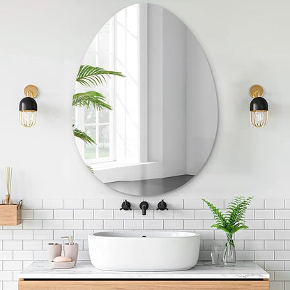 VASUHOME Drop Frameless Bathroom Mirror, 28 x 36 Inch Wall Vanity Mirror, Large Wall Mounted Mirrors for Bathroom, Living Room, Bedroom