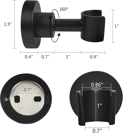 PHASAT Shower Head Holder Wall Mount SUS304 Stainless Steel Shower Wand Holder,Adjustable Handheld Shower Head Bracket Holder Matte Black,A13021B