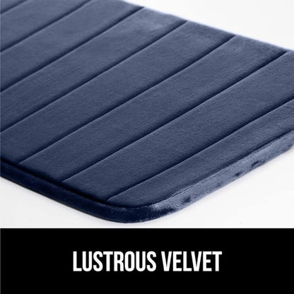 GORILLA GRIP Memory Foam Bath Mat, Soft Absorbent US Designed Bathroom Rug, Gripping Dots Machine Washable Bathmat, Cushioned Floor Mats, Shower Sink Rugs Room Décor Accessories, 24x17 Navy Blue