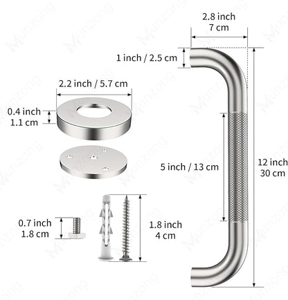 12 Inch Anti Slip Grab Bars for Wall,Munzong Stainless Steel Bathroom Grab Bars for Bathtubs and Showers,Brushed Nickel Knurled Handicap Balance Bar,Safety Hand Rail Support Elderly Senior Bath Handle