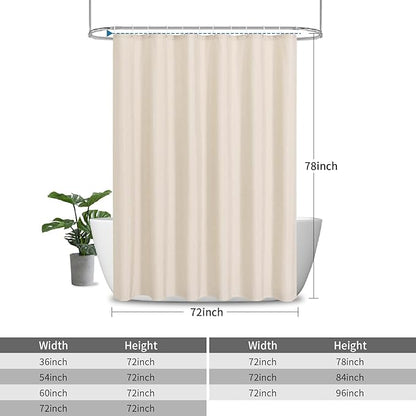 2-in-1 Waterproof Long Fabric Shower Curtain or Liner,Linen Textured,78 Inch Breathable TPU & Washable Bathroom Shower Curtain Set with 12 Plastic Hooks,Modern,72"x78" Cream
