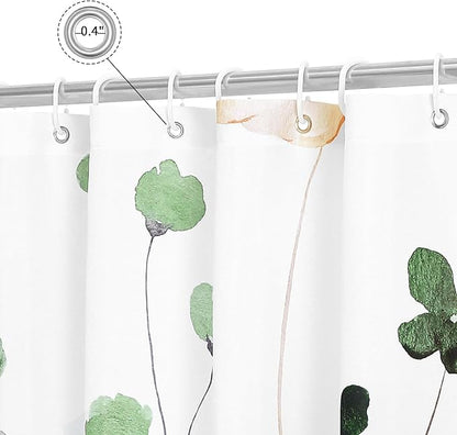 Gibelle Small Stall Shower Curtain 36 x 72, Narrow Half Watercolor Floral Fabric Shower Curtain, Sage Green Beige Flower Decorative Bathroom Shower Curtain Set