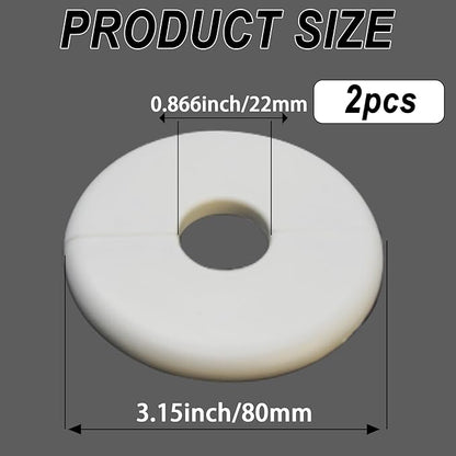 2 Pack Wall Split Flange for 0.87 Inch/22mm OD Pipe ABS Escutcheon Plate Self-Adhesive Round Plumbing Cover Plates for Water Pipe Faucet Decoration, White