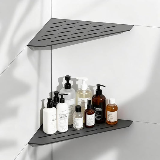 Corner Shower Shelves 10" 2 Pcs, 304 Stainless Steel Shower Corner Shelf Wall Mount Triangle Shower Caddy for Bathroom, Kitchen Organization, Matte Black