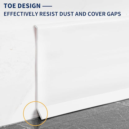 Flexible Baseboard Molding Trim 4 Inch Self-Adhesive Vinyl Wall Base Peel and Stick Cove Base Rubber Wall Baseboard Moulding Trim (40Ft, White)