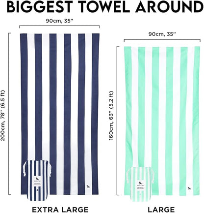 Dock & Bay Customized Beach Towel - Quick Dry, Sand Free - Compact, Lightweight - 100% Recycled - Includes Bag - Cabana - Cayman Khaki - Large
