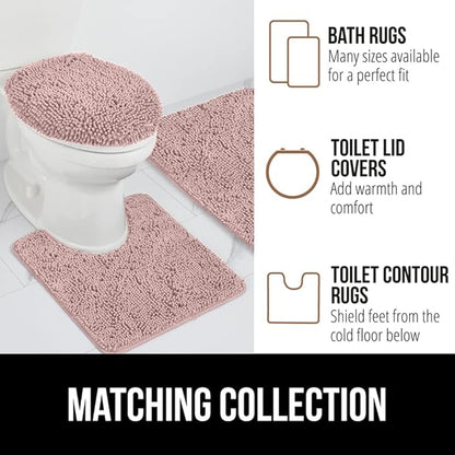 GORILLA GRIP Bath Rug Mat, Soft Absorbent Chenille, Quick Dry Microfiber Mats, Rubber Backing Washable Shower Floor Rugs, Bathmat Runner, US Designed Bathroom Home Decor Accessories 24x17 Dusty Rose