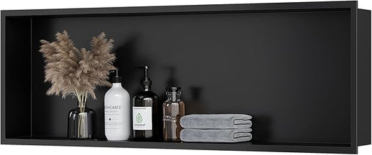 Neodrain Shower Niche, Insert Bathroom Storage Shower Shelf, Stainless Steel Recessed Wall Niche No Tiled Recessed Cabinet Waterproof for Shower Storage（36" X 12"，Matte Black ）
