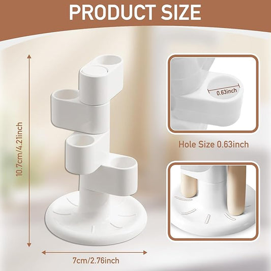 2 Pack 360° Rotating Toothbrush Holder for Bathroom, 4-Slot Toothbrush Storage Organizer with Non-Slip Base, Compact Toothbrush Bathroom Countertop Holders for Family Tooth Brushes, White