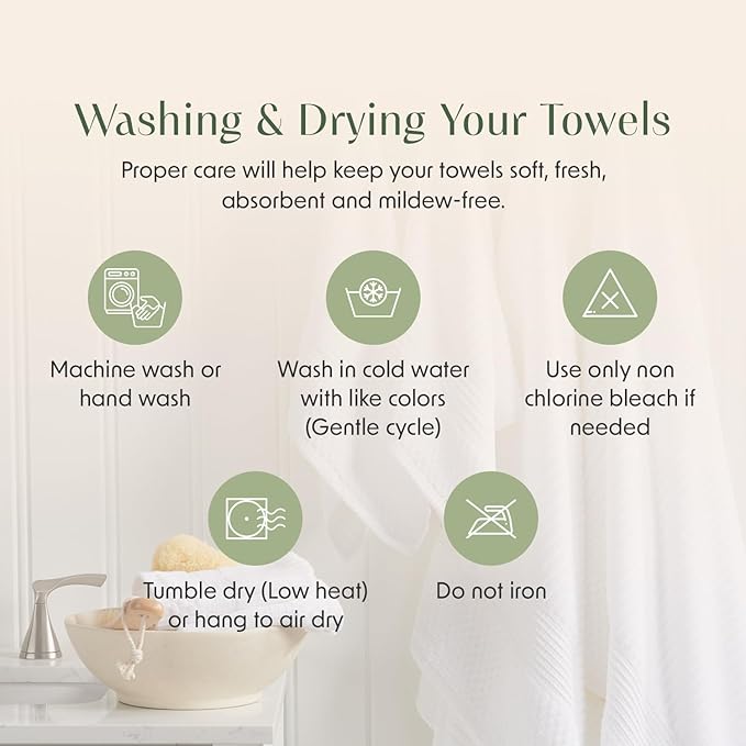 Springtree Home 100% Cotton Bath Towel Set | 6 Piece Set | Absorbent & Quick-Dry Towels | Textured and Durable Cotton | Krista Collection - Beige