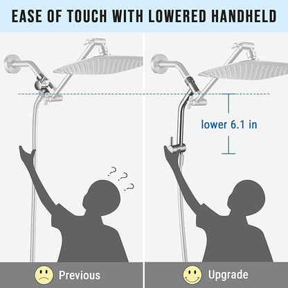 G-Promise Metal Shower Diverter, Handheld Holder Included, 3-Way Diverter for Handheld and Fixed Shower Head ∣3-Settings Universal Bathing System Replacement Part (Brushed Nickel)