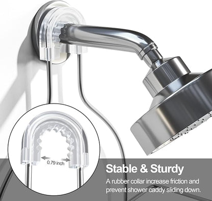 SRIWATANA Shower Caddy Organizer Hanging Over Head, Bathroom Shower Rack Hanger with Hooks for Razors - Chrome