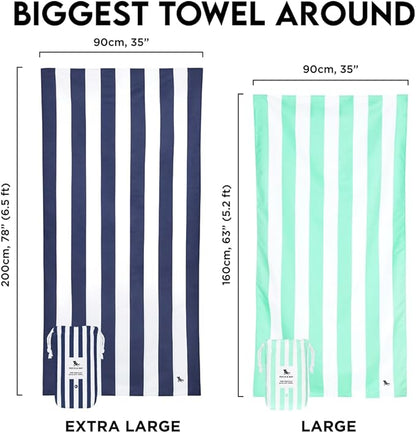 Dock & Bay Beach Towel - Quick Dry, Sand Free - Compact, Lightweight - 100% Recycled - Includes Bag - Cabana Light - Tulum Blue - Large (160x90cm, 63x35)