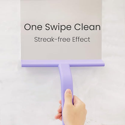 dancemoon JustHang Shower Squeegee for Glass Doors, All-One-Piece Silicone with Built-in Hook Design for Easy Hanging, Household Window Mirror Squeegee for Bathroom, Glass, Kitchen, Tile Wall, Car