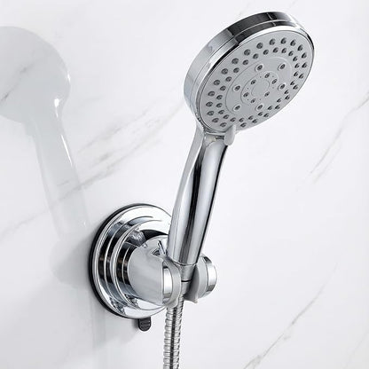 Shower Head Holder, No Drill Wall Mount Handheld Shower Wand Hose Holders Universal 360° Adjustable Removable Showers Head Holder Suction for Bathroom, Chrome Finish
