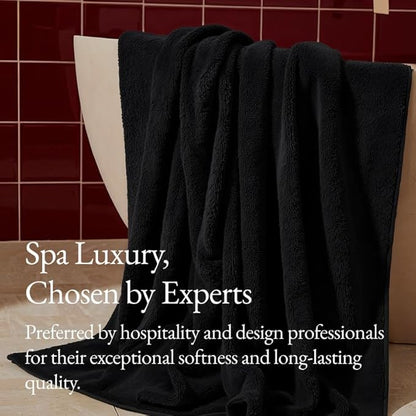 Italic Ultraplush 100% Australian Cotton Hand Towels - Set of 2 Luxury Hand Towels, Ultra Soft and Highly Absorbent 800GSM Towels for Bathroom,Shower, Hotel, and Spa (Black)