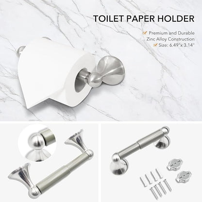 Brushed Nickel 5 Piece Bathroom Hardware Set Towel Rack Set Adjustable Expandable Bathroom Accessory kit Towel Bar for Bath Wall Mounted