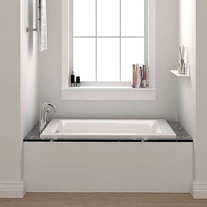 Fine Fixtures Drop In White Soaking Bathtub, Fiberglass Acrylic Material, 66"L x 32"W x 19"H