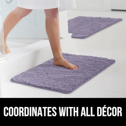 GORILLA GRIP Bathroom Rug Sets, Soft Chenille 2 Piece Area Rugs Set, Toilet Base Mat and 30x20 Carpet, Absorbent Microfiber Washable Mats Dry Quickly, Home Décor and Bath Room Accessories, Lt Purple