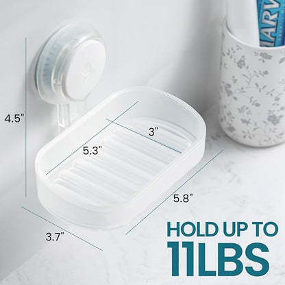 TAILI Soap Dish Bar Holder Suction Cup,Soap Saver with Powerful Vacuum Suction,Sponge Holder for Shower,Bathroom,Tub and Kitchen Sink, Universal Shower Accessories,Drill-Free,Removable,Clear