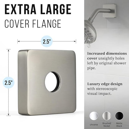 G-Promise All Metal 6-Inch Shower Arm with Flange, Wall-Mounted Stainless Steel Shower Pipe Replacement for Fixed and Handheld Shower Heads, Brushed Nickel