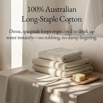 Italic Ultraplush 12-Piece Family Towel Set – Luxury Bath Towels, Hand Towels & Washcloths – 800GSM Quick Dry & Highly Absorbent 100% Australian Cotton for Bathroom & Spa (Sand)