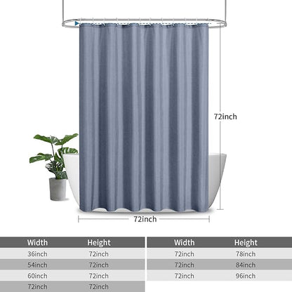 2-in-1 Waterproof Fabric Shower Curtain or Liner,Linen Textured,Breathable TPU & Washable Bathroom Shower Curtain Set with 12 Plastic Hooks,Modern,72"x72" Blue Gray