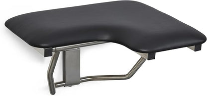 32" x 22.5" Black Padded Cushion Wall Mount Folding Left-Handed Transfer Bench Shower Seat, ADA Compliant