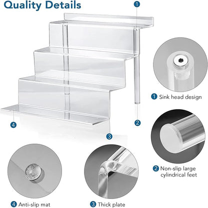 9 Inch Acrylic Shelf for Perfume Organizer in 3 Pack, 4 Tier Funko POP Shelves, Cologne Organizer Tiered Riser Display Stand, Acrylic Display for Decoration