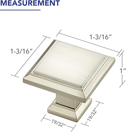 Ravinte Hardware 10 Pack Kitchen Cabinet Pulls Square Drawer Single Hole Handles Brushed Nickel for Cupboard Gold Dresser Solid