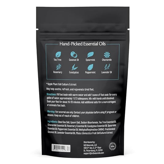 Tea Tree Oil Foot Soak and Epsom Salts for soaking | Foot Spa and Remedy for Athletes Foot, Stinky Feet, and Foot Soak for Dry Cracked Feet | Detox Foot Soak and Tea Tree Oil for Healthy Toenails 16oz
