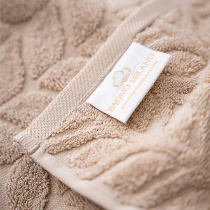 BAGNO MILANO Turkish Cotton Ultra-Soft Plush Absorbent Quick Dry Bathroom Towel Set, Made in Turkey (Sand Beige, 2 pcs Bath Towel Set)