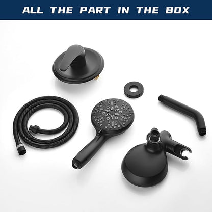 Dual Shower Faucet Set High Pressure Dual 2 in 1 Shower Combo Set Shower System with Handheld Showerhead 3-way Water Diverter Shower Trim Kit Matte Black