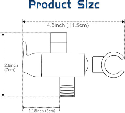 Shower Arm Diverter with Handshower Mount, G1/2 Brass 3 Way Shower Diverter Valve Bathroom Universal Shower System Replacement for Handheld Shower and Fixed Shower Head(Matte Black)
