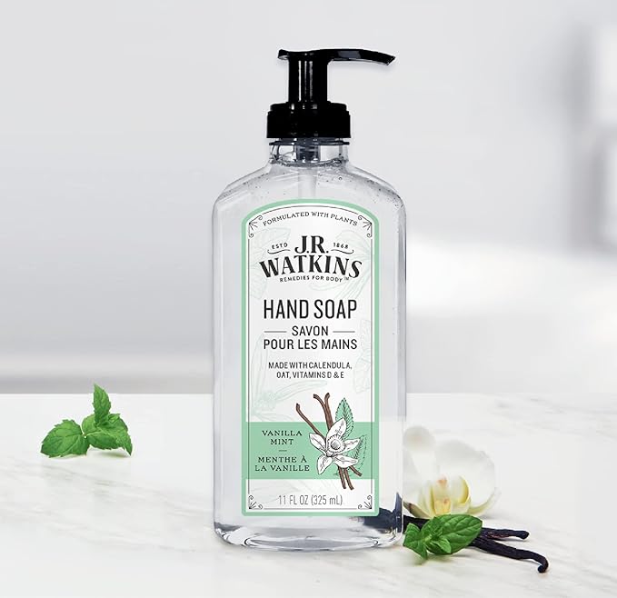 J.R. Watkins Gel Hand Soap, 3 Pack of 11 Fl Oz, Vanilla Mint