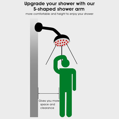 8 Inch Shower Arm with Flange and Stabilizer Bracket, Wall Mounted Shower Pipe Compatible with Rainfall Showerhead,Easy Installation, Chrome