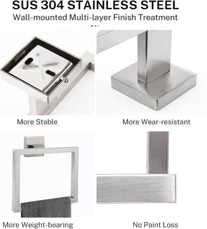 Brushed Nickel Towel Ring Towel Holder for Bathroom Bath Towel Hanger Stainless Steel Bathroom Hardware Accessories Wall-Mounted Towel Rack