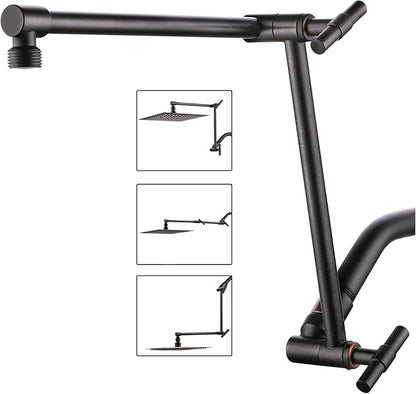 Oil Rubbed Bronze Shower Arm Extension - 13'' Height & Range Adjustable, Locking Nuts, Universal Connector