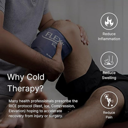 FlexiKold Reusable Gel Ice Pack with Straps – Cold Compress Pack for Injuries – Flexible Medical Ice Wrap for Back, Shoulders, Legs, Knees, Sciatica, Muscle Pain – Half Size