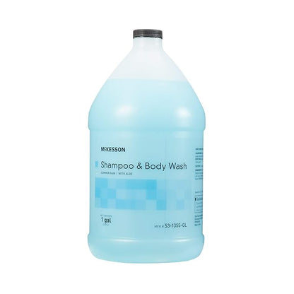 McKesson Body Wash and Shampoo - 1  Gallon Bulk Refill Full Body Wash with Aloe, Summer Rain Scent - Sensitive Skin & Hair 2‑in‑1
