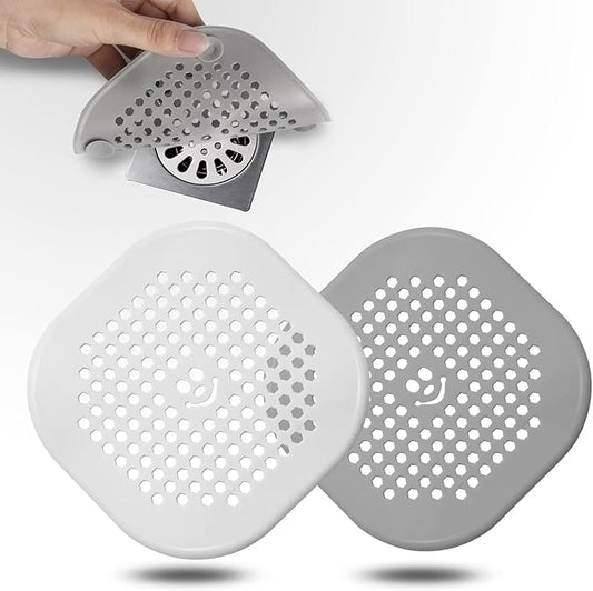 2 Pack Drain Hair Catcher Silicone Bathroom Accessories Shower Drain Protector Sink Drain Strainer Hair Stopper for Shower Kitchen Bathroom Tub Grey
