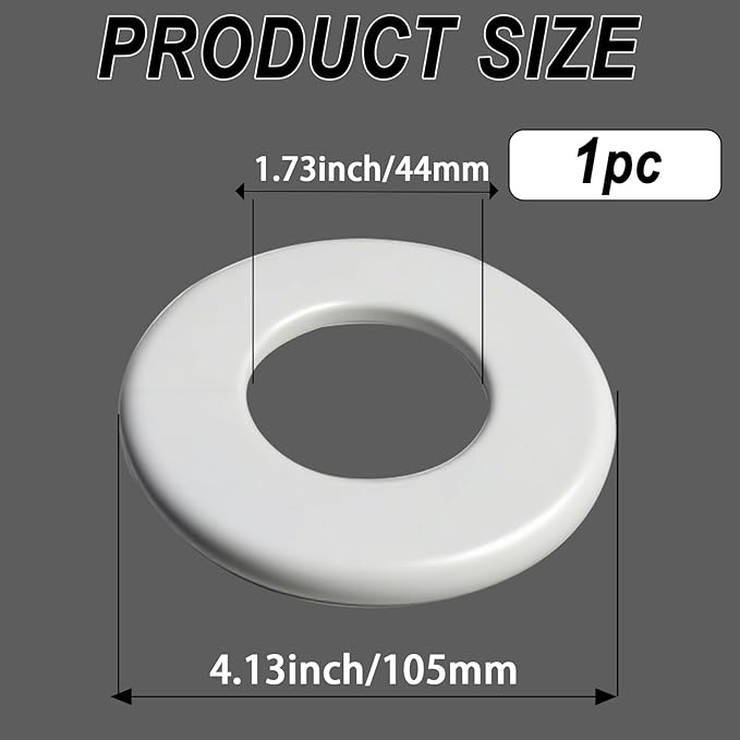 1 Pack Wall Split Flange for 1.73 Inch/44mm OD Pipe ABS Escutcheon Plate Self-Adhesive Round Plumbing Cover Plates for Water Pipe Faucet Decoration, White