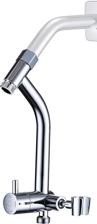 G-Promise All Metal Shower Diverter with Low Handheld Holder, 3-Way Diverter Valve with Pause Mode for Handheld and Fixed Shower Head, 4-Settings Universal Bathing System Replacement Part(Chrome)